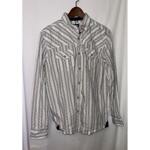 Moonshine Cowboy Western‎ Striped Long Sleeve Shirt Mens Size Medium